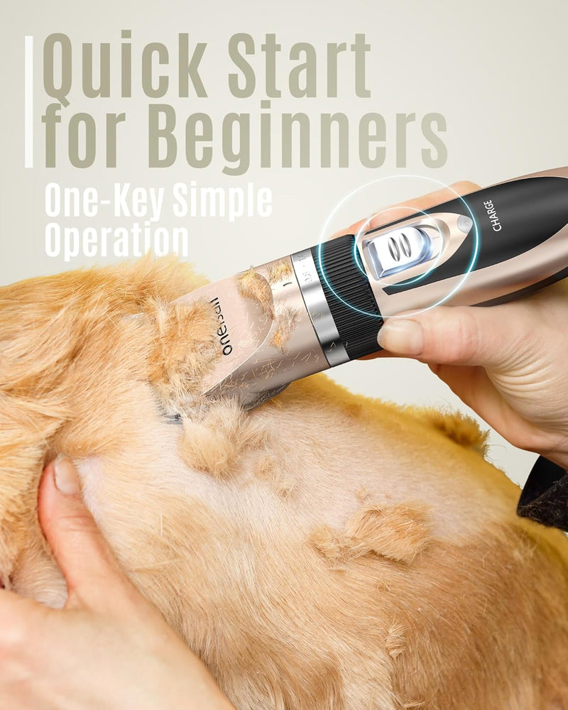 Dog Clipper Low Noise, Dog Grooming Kit with Rechargeable, Dog Shaver Cordless Electric