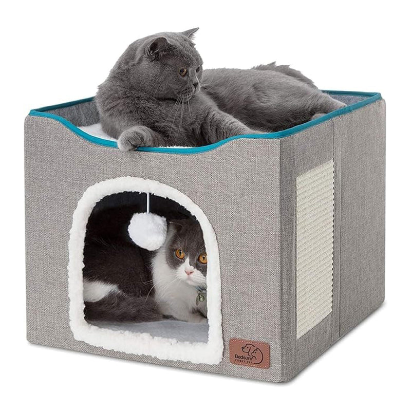 Bedsure Cat Beds for Indoor Cats - Large Cat Cave for Pet Cat House with FluffY